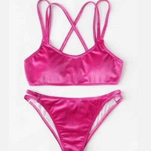 NWOT PINK VELVET BIKINI